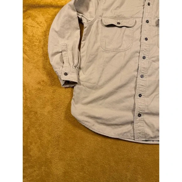 LL Bean Corduroy Shirt Jacket Men's M Plaid Flannel Lined Brown Chore Coat VTG - Picture 12 of 16